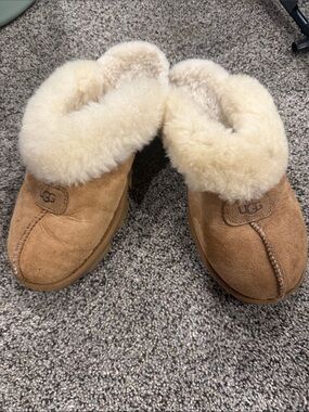 UGG  Chestnut Suede Shearling-Lined Slip-Ons
